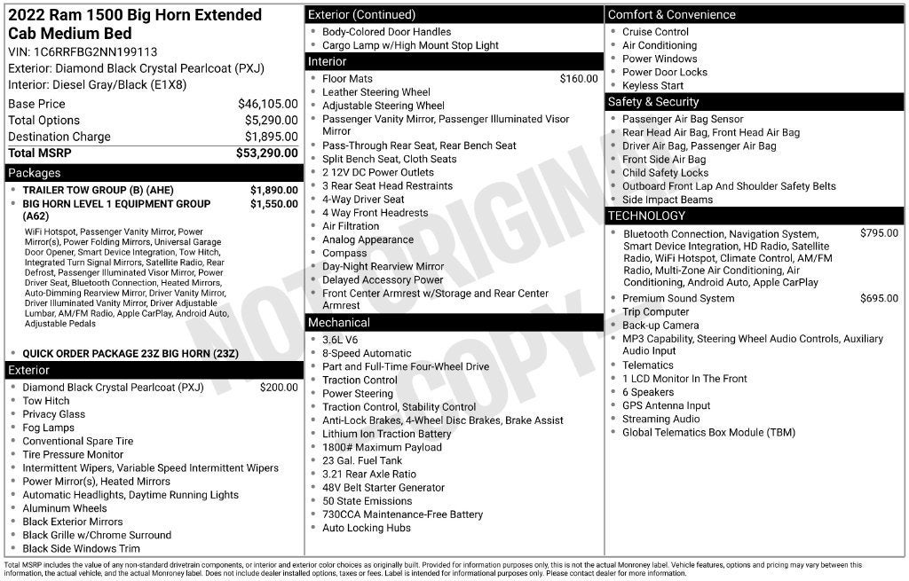 2022 RAM 1500 Big Horn Quad Cab 4x4 6'4" Box