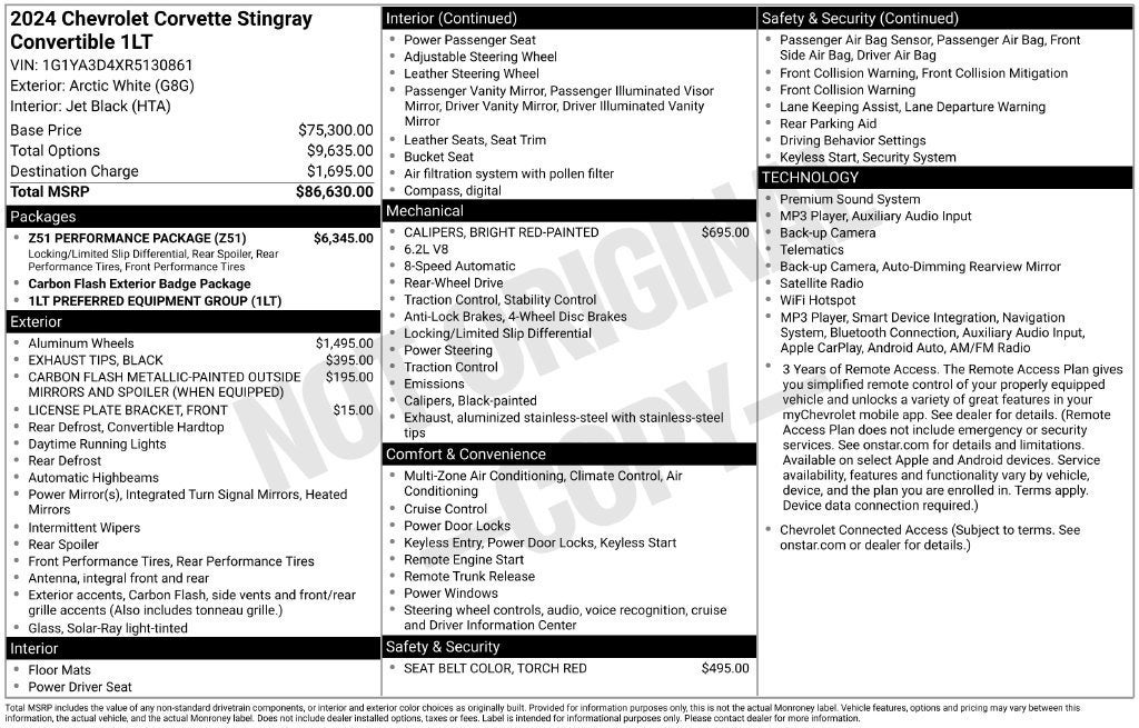 2024 Chevrolet Corvette Stingray 1LT