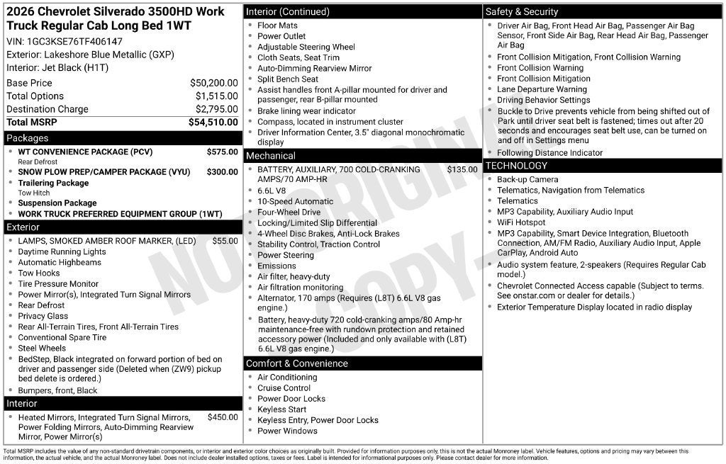 2026 Chevrolet Silverado 3500 HD WT