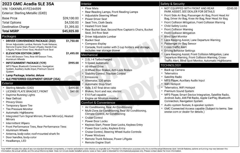 2023 GMC Acadia SLE