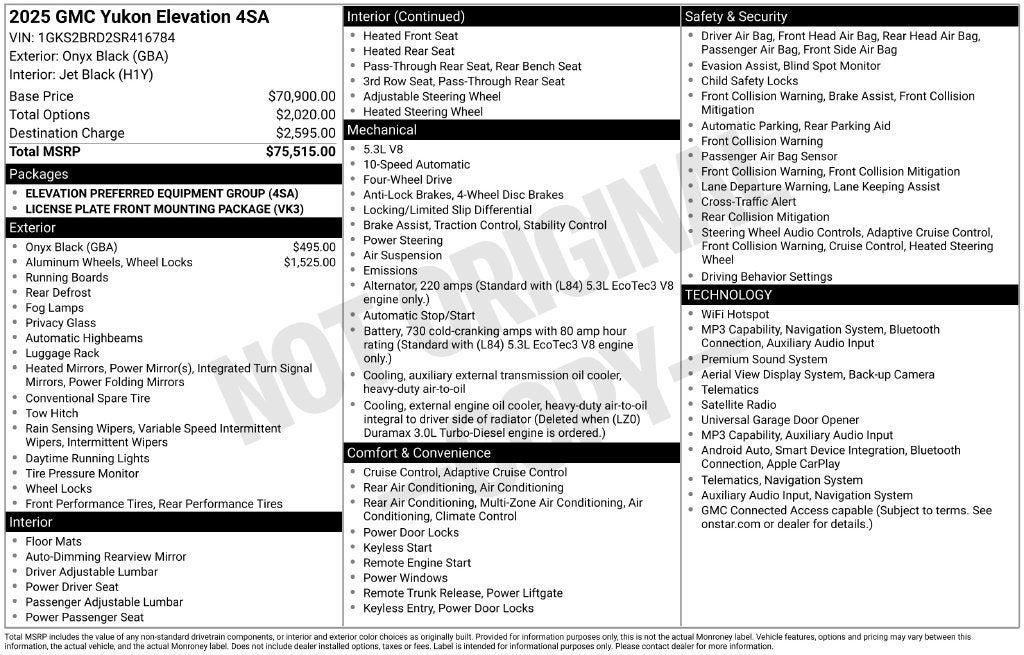 2025 GMC Yukon Elevation