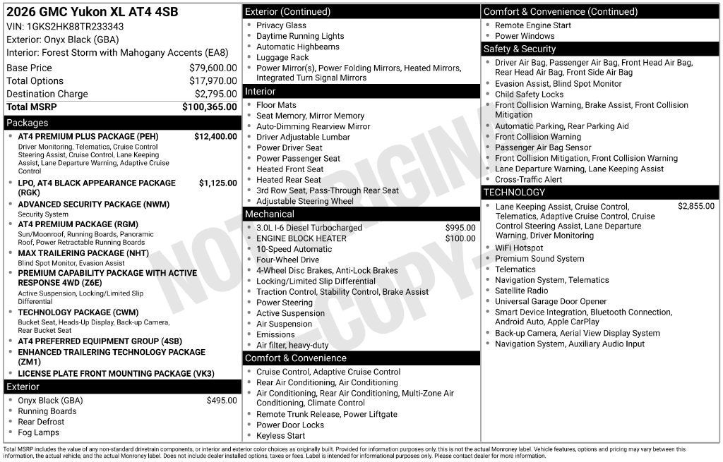 2026 GMC Yukon XL AT4