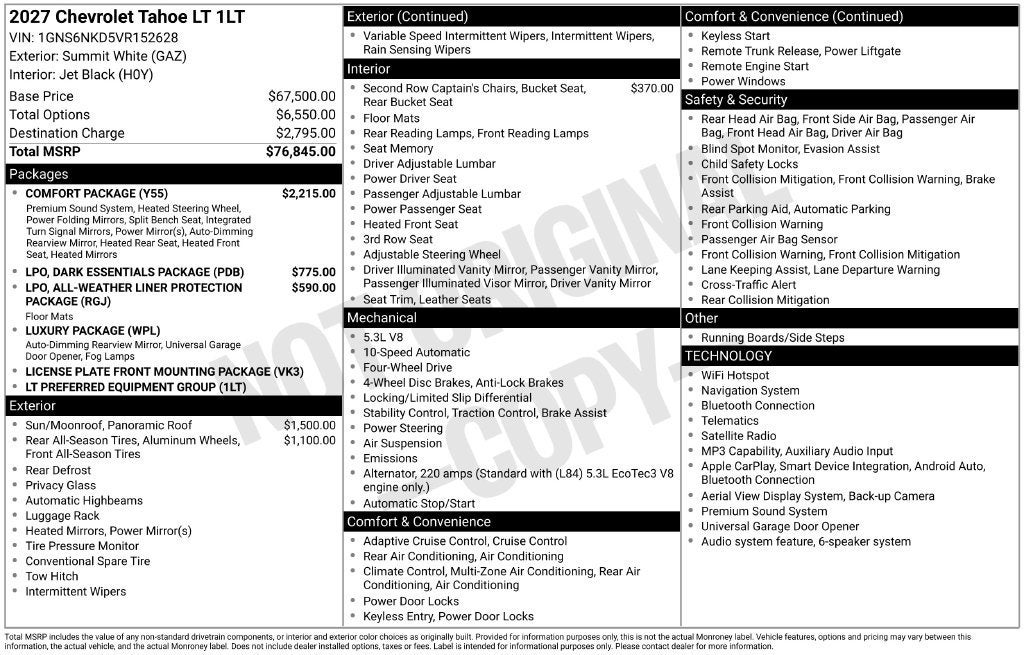 2027 Chevrolet Tahoe LT
