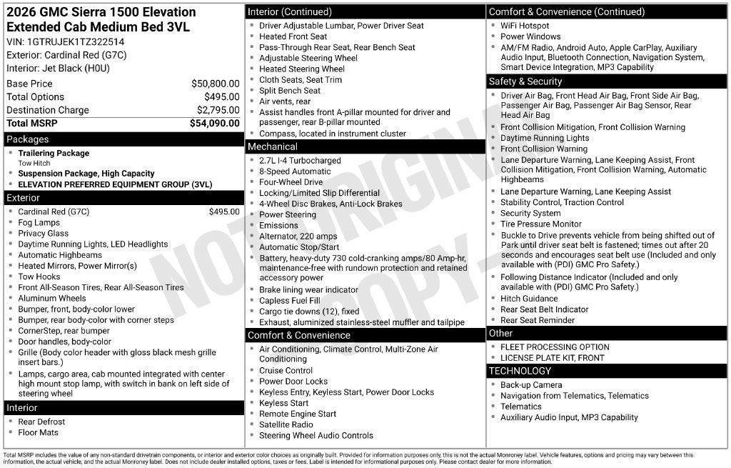 2026 GMC Sierra 1500 Elevation