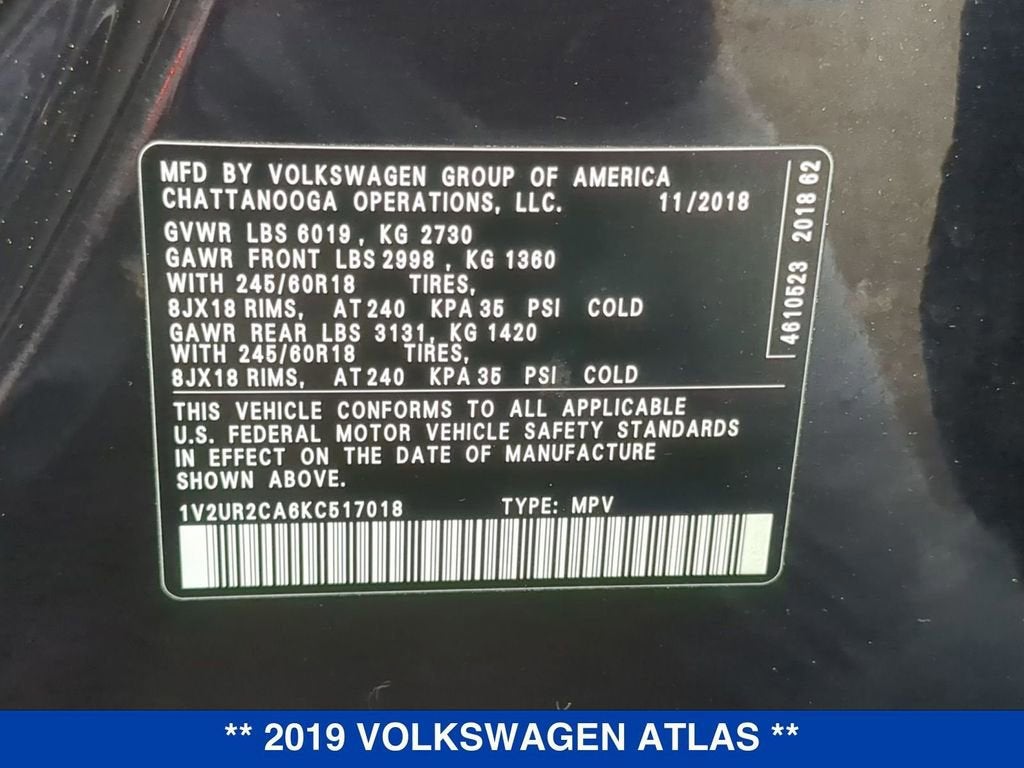 2019 Volkswagen Atlas 3.6L V6 SE w/Technology