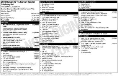 2020 RAM 2500 Tradesman Regular Cab 4x4 8' Box
