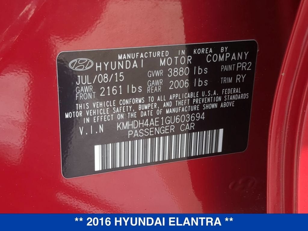 2016 Hyundai Elantra Value Edition