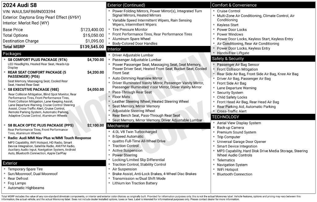 2024 Audi S8 TFSI quattro Tiptronic
